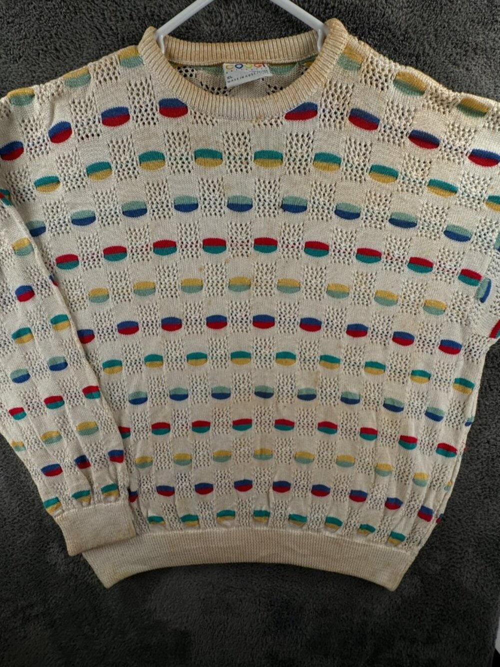 COOGI Australia Authentic Men Knit Sweater XL Colorful Lightweight Cotton ******